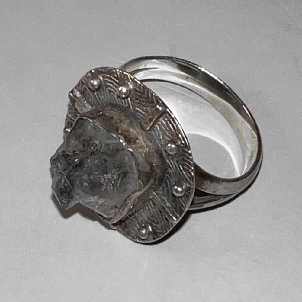 Rustic Raw Herkimer Diamond Ring - image 2